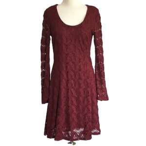 Altar'd State Burgundy Lace Midi Dress